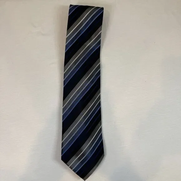 Valerio Garati Blue White Striped Silk Tie 59x4 Business Attire Classic Necktie - Picture 4 of 7